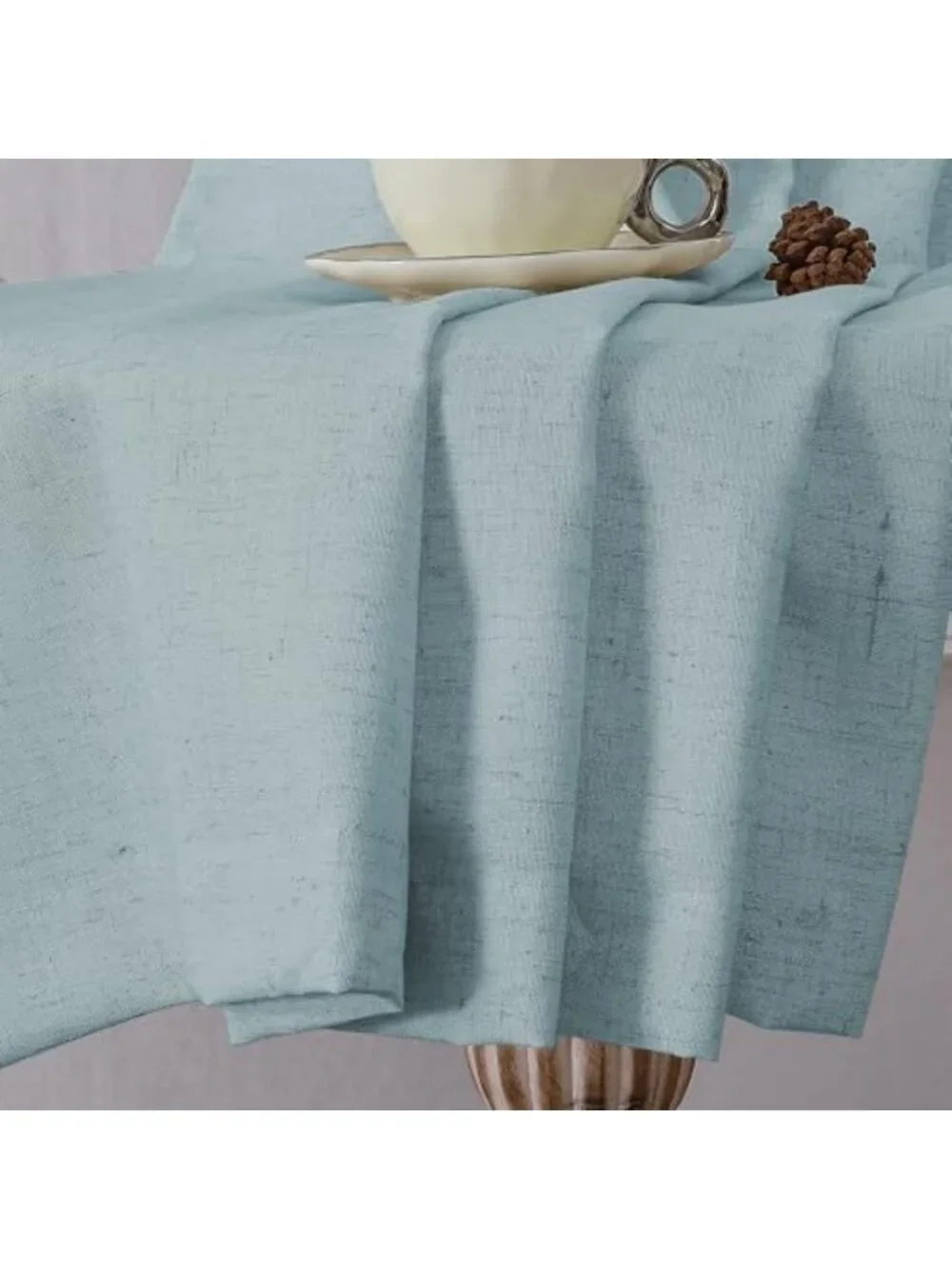Linen Fabric Curtains for Living Room, 96 Inches, Cloud Blue - Elegant Window